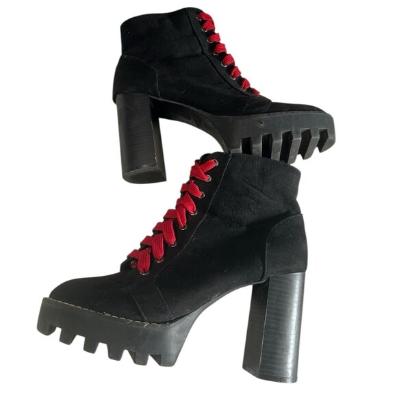 Rouge Boots Womens Black Combat Boots  Suede Platform Chunky High Heel Ankle  9 - Picture 1 of 15